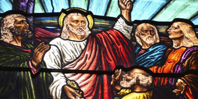 stained glass window of Jesus