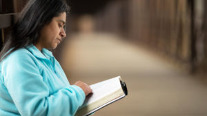 lady reading Bible