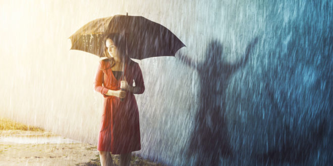lady with umbrella in rain